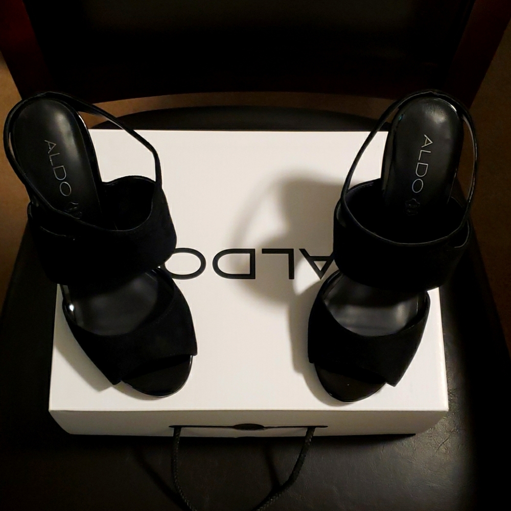 Aldo Black OpenToe Slide In Dress Heel Woman's 6.5